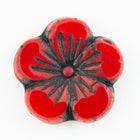 21mm Poppy Red/Black Hibiscus Flower Bead (1 or 6 Pcs) #CZL901-General Bead