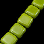 6mm Opaque Olivine Czechmate 2 Hole Square-General Bead