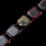 6mm Ruby/Gold Marble Czechmate 2 Hole Square-General Bead