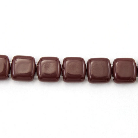 6mm Dark Red/Brown Czechmate 2 Hole Square-General Bead