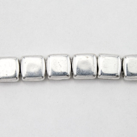 6mm Silver Czechmate 2 Hole Square-General Bead