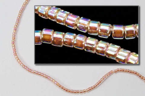DB054- 10/0 Peach Lined Crystal AB Miyuki Delica Beads (50 Gm, 250 Gm)