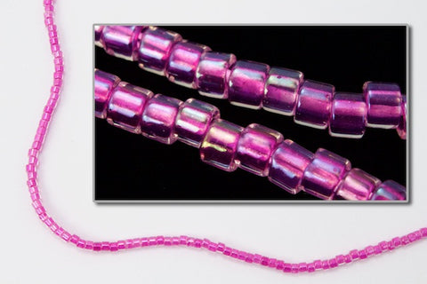 DBV074- 11/0 Light Fuchsia Lined Crystal Aurora Borealis Delica Beads-General Bead