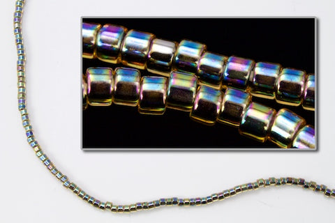 DB089- 10/0 Dark Olive Lined Topaz AB Miyuki Delica Beads (50 Gm, 250 Gm)