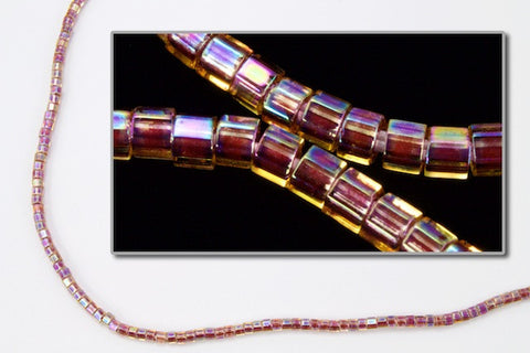 DBW088- 11/0 Berry Lined Dark Topaz Aurora Borealis Cut Delica Beads-General Bead