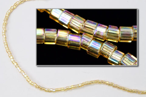 DBW100- 11/0 Transparent Light Topaz Aurora Borealis Cut Delica Beads-General Bead