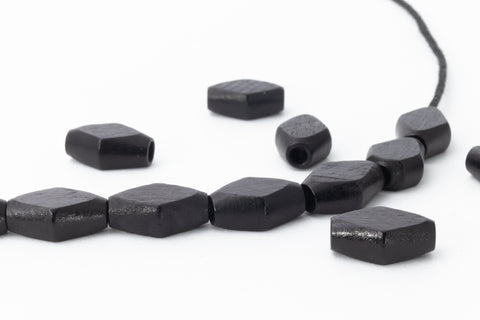 6mm x 9mm Black Diamond Wood Bead #DXA020