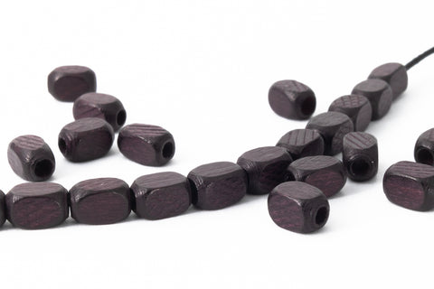 5mm x 6mm Dark Brown Wood 4 Sided Barrel #DXA019