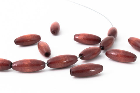 6mm x 15mm Maple Brown Oval Wood Bead #DXA028