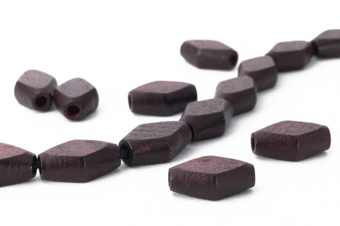 8mm x 12mm Dark Brown Diamond Wood Bead #DXB009