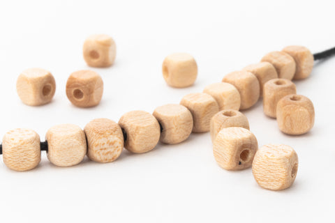 5mm Natural Wood Cube Bead (10 Pcs) #DXB010