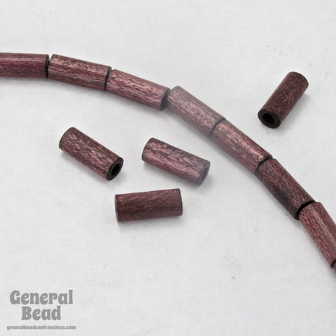4mm x 6mm Dark Brown Wood Tube Bead #DXB014