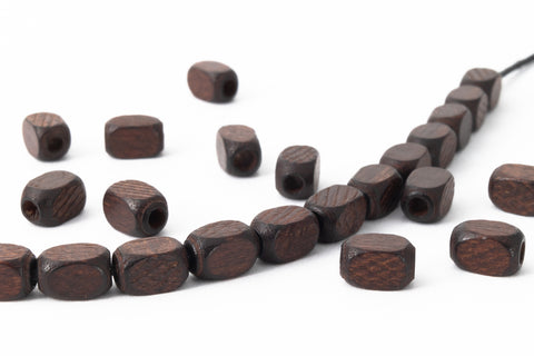 5mm x 6mm Medium Brown Wood 4 Sided Barrel #DXB019