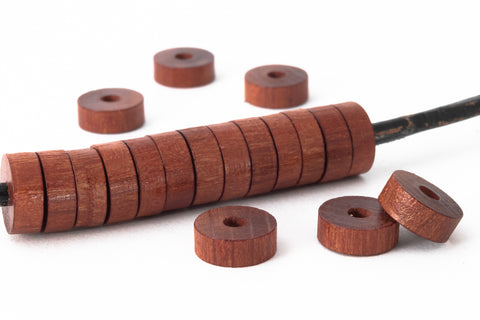 8mm x 3mm Mahogany Wood Wheel Bead #DXC030