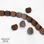10mm Coffee Brown Three Sided Wood Bead #DXC040