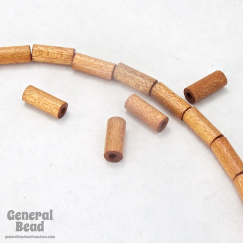 4mm x 10mm Light Brown Wood Tube Bead-General Bead