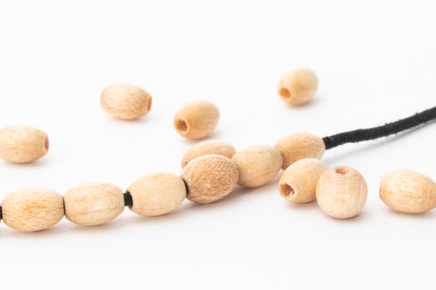 4mm x 6mm Natural Oval Wood Bead #DXE006