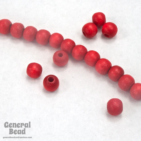 5mm Red Wood Bead-General Bead