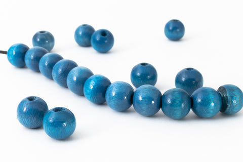 8mm Light Blue Wood Bead #DXJ003