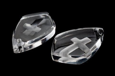 15mm x 10mm Matte Crystal Cross Shield Pendant #ECA003