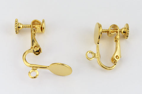 17mm Gold Screw-On Ear Clip with 8mm Pad #EFA080-General Bead