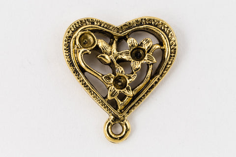 18mm Antique Gold Pewter Flower Heart Ear Post #EFA107-General Bead