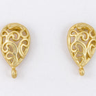 14mm Matte Gold Pewter Filigree Teardrop Ear Post with Loop #EFA119-General Bead