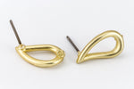 15mm Matte Gold Pewter Open Raindrop Ear Post with Loop #EFA120-General Bead
