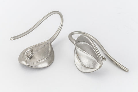 Matte Silver Aspen Leaf Ear Wire with Loop #EFB123 – General Bead