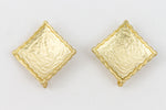 11mm Matte Gold Concave Square Ear Post with Loop #EFA124-General Bead