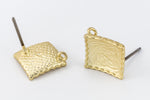 11mm Matte Gold Concave Square Ear Post with Loop #EFA124-General Bead