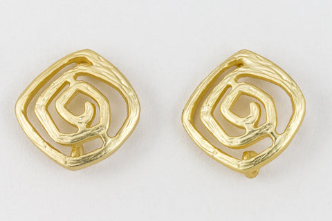 11mm Matte Gold Square Spiral Ear Post with Loop #EFA125-General Bead