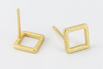 7mm Matte Gold Pewter Open Square Ear Post #EFA126-General Bead