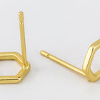 8mm Matte Gold Pewter Open Hexagon Ear Post #EFA129-General Bead
