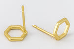 8mm Matte Gold Pewter Open Hexagon Ear Post #EFA129-General Bead