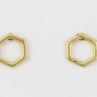 8mm Matte Gold Pewter Open Hexagon Ear Post #EFA129-General Bead
