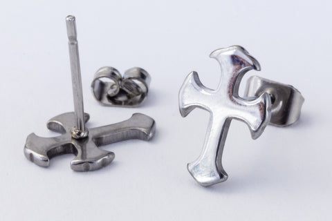11.5mm Stainless Steel Flared Cross Post Ear Post #EFA136-General Bead