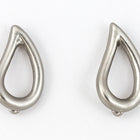 15mm Matte Silver Pewter Open Raindrop Ear Post with Loop #EFB120-General Bead