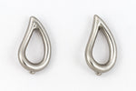 15mm Matte Silver Pewter Open Raindrop Ear Post with Loop #EFB120-General Bead