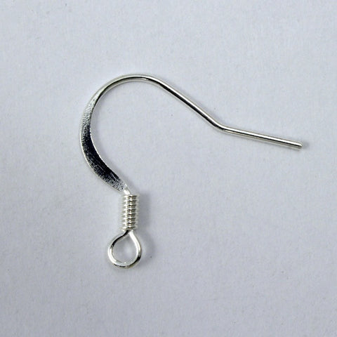 Silver Flat French Ear Wire with Spring #EFB032-General Bead
