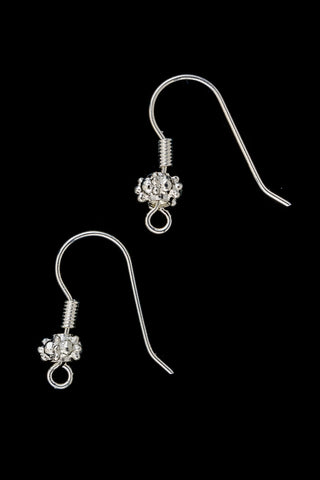 25mm Bright Silver Ear Wire with Textured Ball #EFB103-General Bead