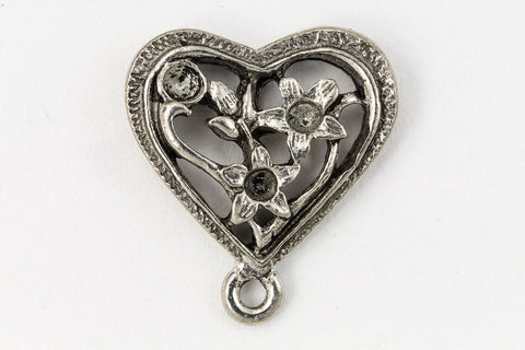 18mm Antique Silver Pewter Flower Heart Ear Post #EFB107-General Bead