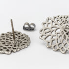 20mm Matte Silver Chrysanthemum Filigree Pewter Ear Post #EFB116-General Bead
