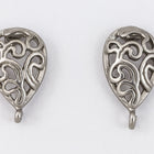 14mm Matte Silver Pewter Filigree Teardrop Ear Post with Loop #EFB119-General Bead