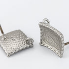 11mm Matte Silver Concave Square Ear Post with Loop #EFB124-General Bead