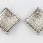 11mm Matte Silver Concave Square Ear Post with Loop #EFB124-General Bead