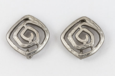 11mm Matte Silver Square Spiral Ear Post with Loop #EFB125-General Bead