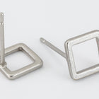 7mm Matte Silver Pewter Open Square Ear Post #EFB126-General Bead