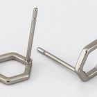 8mm Matte Silver Pewter Open Hexagon Ear Post #EFB129-General Bead