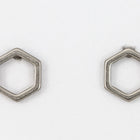 8mm Matte Silver Pewter Open Hexagon Ear Post #EFB129-General Bead